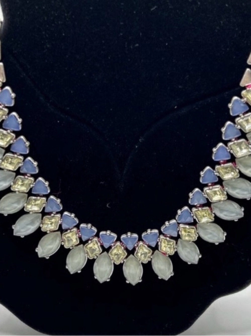 Reversible Stella & Dot Elegant Pink and Blue Necklace with Iridescent Stones